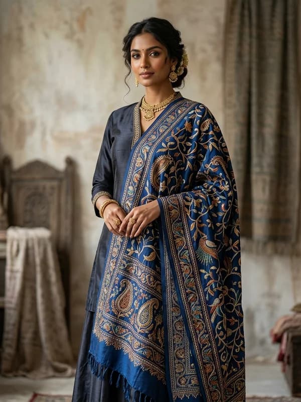 Kantha Stitch Traditional Silk Dupatta