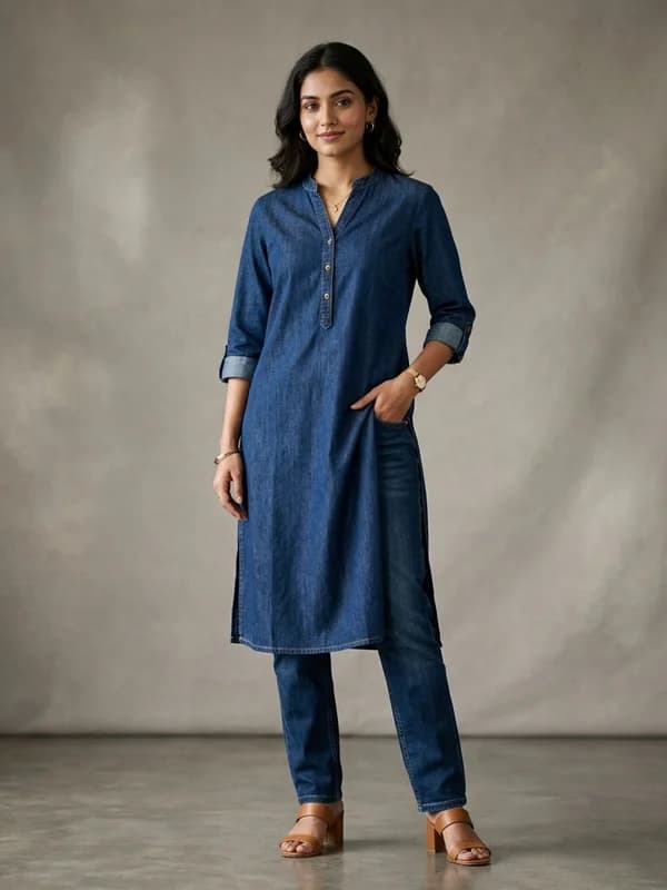 Classic Straight Cut Indigo Denim Kurti
