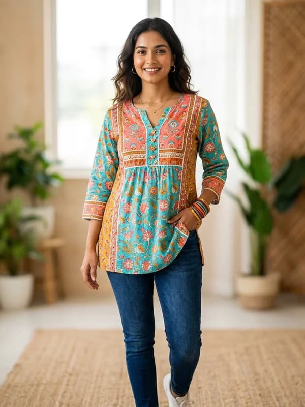 Printed Cotton Everyday Wear Short Kurti