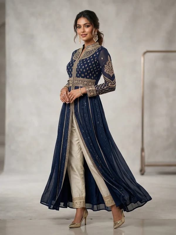 Designer Front-Slit Georgette Kurti