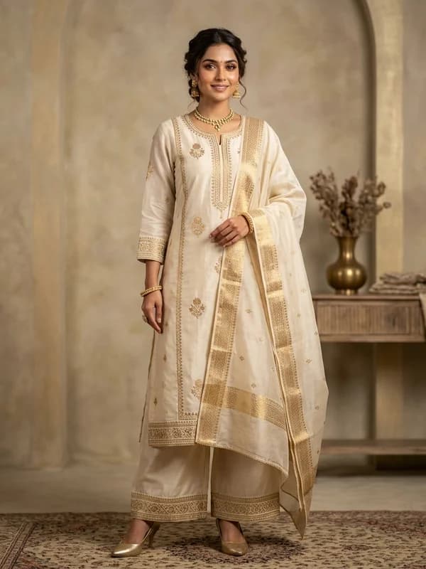 Chanderi Silk Palazzo & Kurta Suit Set