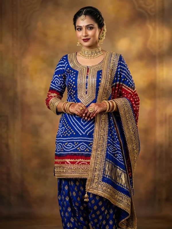 Traditional Bandhani Print Patiala Suit